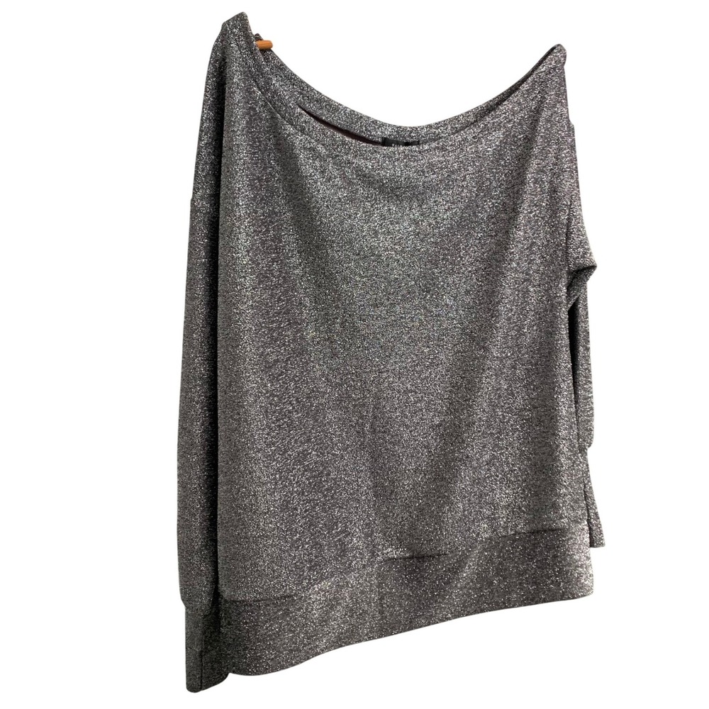 Halogen Womens Metallic Silver Off The Shoulder Shimmer Top Medium NWT